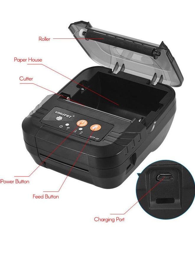 Portable Mini Wireless 80mm BT Thermal Receipt Printer High Speed Bill Ticket Printing with USB Cable Rechargeable Battery Compatible with ESC/POS Instruction Set for Android u0026 iOS u0026 Windows - Image 5