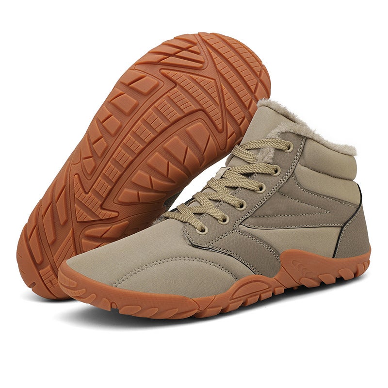 New Thick-Soled Five-Finger Men'S Snow Boots, Non-Slip, Warm Barefoot Cotton Shoes, Women'S Fleece-Lined Thickened Yellow Boots - Image 5