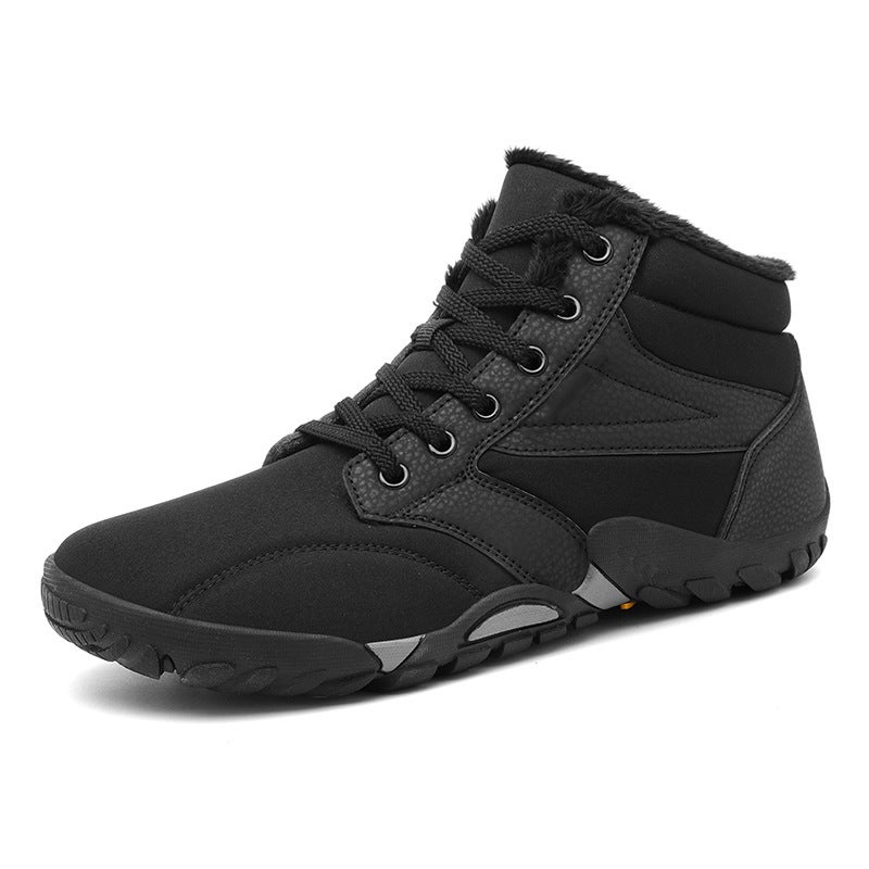 New Thick-Soled Five-Finger Men'S Snow Boots, Non-Slip, Warm Barefoot Cotton Shoes, Women'S Fleece-Lined Thickened Yellow Boots - Image 1