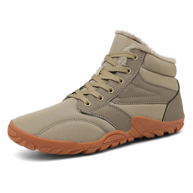 New Thick-Soled Five-Finger Men'S Snow Boots, Non-Slip, Warm Barefoot Cotton Shoes, Women'S Fleece-Lined Thickened Yellow Boots - Image 2