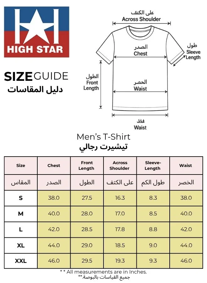 HIGH STAR Men's Black 100% Cotton Striped Regular Fit T-Shirt