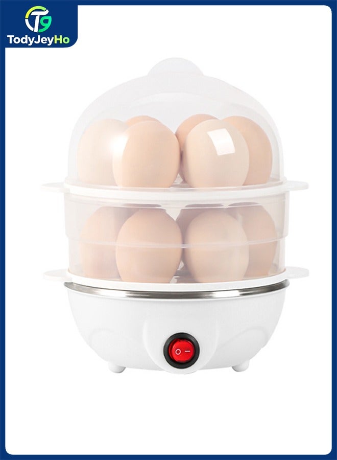 تودي جي هو طبقة مزدوجة البيض المغلي وعاء ، قدرة كبيرة من 14 بيضة ، كهربائي سريع البيض المغلي ، التلقائي إيقاف البيض المغلي ، البيض المسلوق ، الخضار على البخار ، المأكولات البحرية ، زلابية - Image 1