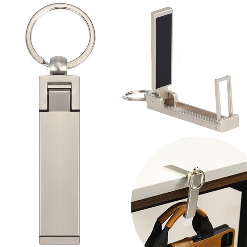 BULFULL Purse Hook for Table Instant Bag Purse Hook Hanger Holder for Table Desk Folding Handbag Table Hook Hanger for Women Mobile Phone Stand HolderPlatinum