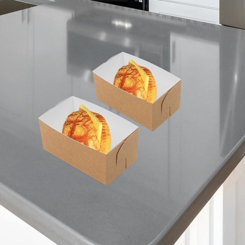 Garneck 50pcs Disposable Paper Sandwich Containers with Oil-resistant Wrapping, 250g Kraft Breakfast Toast Boxes for Bakery, Food Packaging, and Party Favor Dessert Wrapping - Image 5