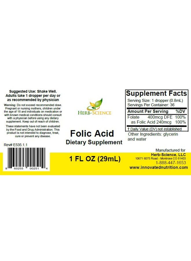 Herb-Science Liquid Vitamin B9 Drops – Liquid Folic Acid Drops – Alcohol-Free Extract - - Image 2