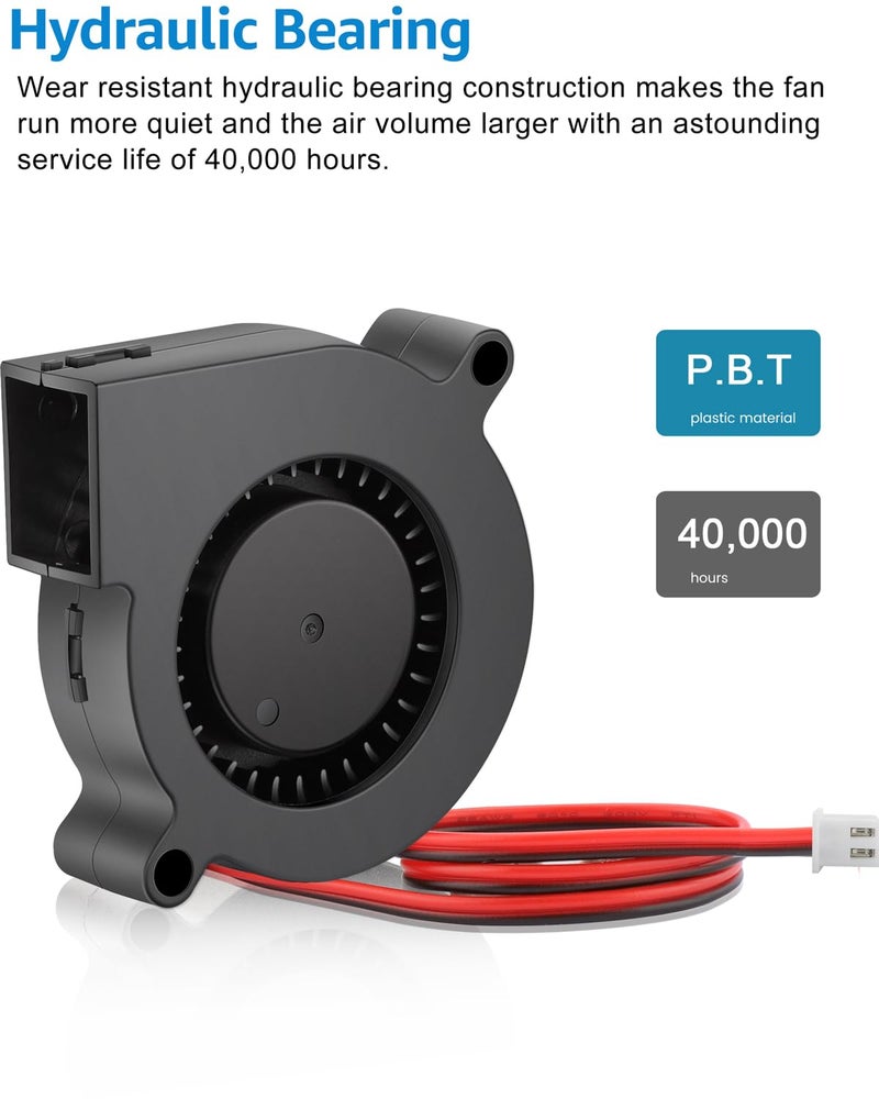GDSTIME مروحة GDSTIME 5015 24V، 50mm x 15mm لتبريد الأجزاء، مروحة راديالية بسرعتين 2Pin بدون فرش، توربين هيدروليكي ب bearing لمطبعة Ender 3 3D، عبوة 2 - Image 3