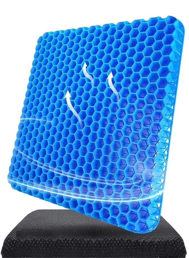 DJ Support Medical-Grade Breathable Gel Seat Cushion with Non-Slip Cover, Double-Sided Honeycomb Design, Durable, Portable for Chair and Car - Back Pain Relief, Spine (Rectangular) - Image 1