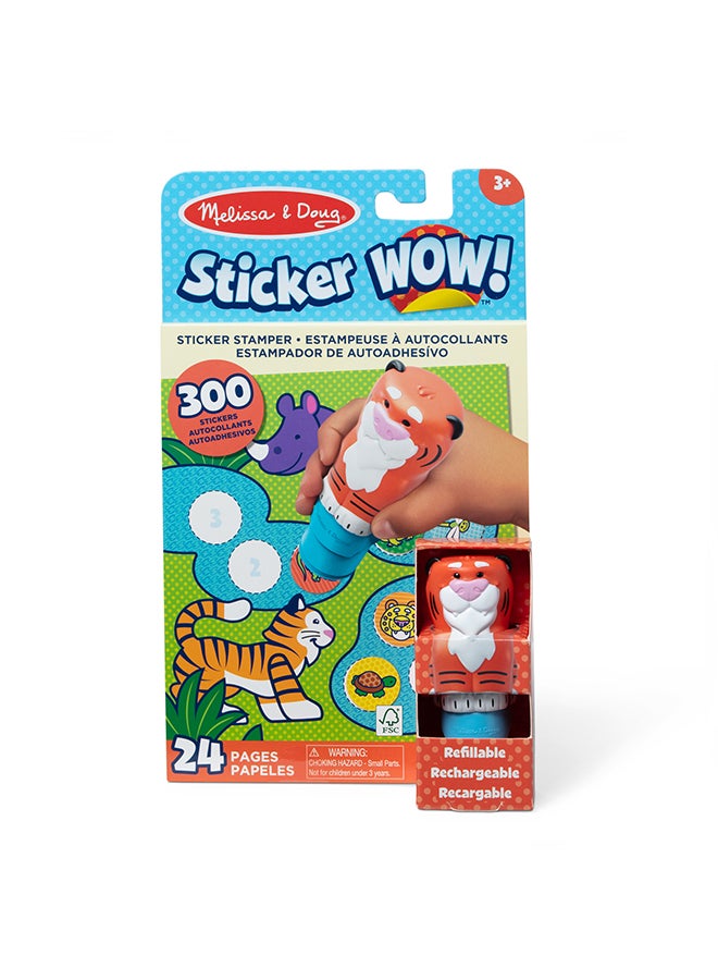 Melissa & Doug Sticker WOW!™ Tiger Bundle: 24-Page Activity Pad, Sticker Stamper, 300 Stickers, Arts and Crafts Fidget Toy Collectible Character - Image 1