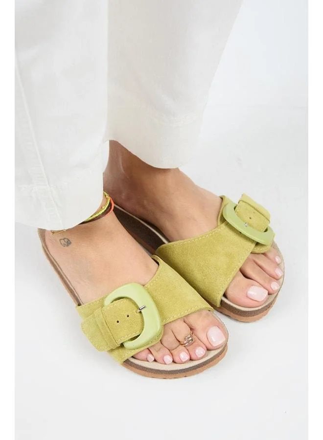 Manijero  Alandra Women's Genuine Leather Pistachio Green Slippers. for Women | Best Price UAE