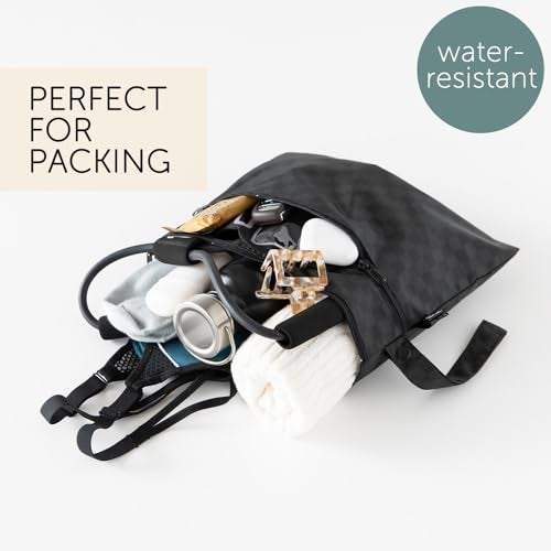 Bumkins Waterproof Wet Bag WetDry Clutch Bags For Beach Baby Travel Swim Suit Cloth Diapers Pump Parts Pool Gym Toiletries Reusable Easy to Clean Black Check 2 Pack - Image 3