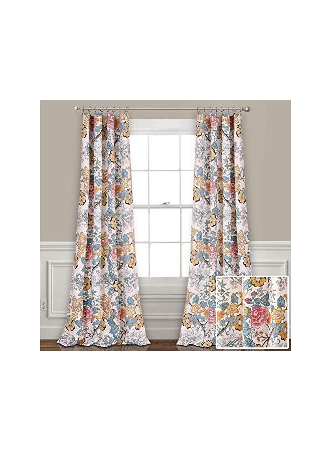 The Bros ستائر سيدني | مجموعة لوحات نوافذ مزهرة لتعتيم الغرفة لغرفة المعيشة، غرفة الطعام، غرفة النوم (زوج)، 84” × 52”، أزرق وأصفر، L، أزرق وأصفر - Image 5