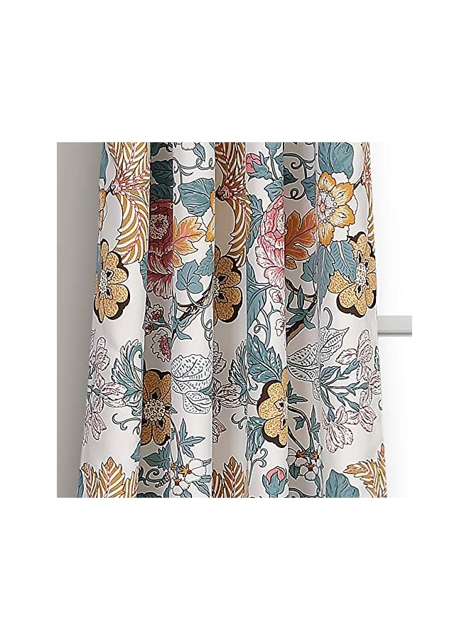 The Bros ستائر سيدني | مجموعة لوحات نوافذ مزهرة لتعتيم الغرفة لغرفة المعيشة، غرفة الطعام، غرفة النوم (زوج)، 84” × 52”، أزرق وأصفر، L، أزرق وأصفر - Image 2