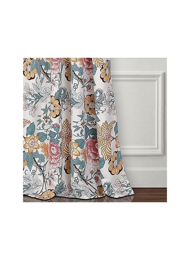 The Bros ستائر سيدني | مجموعة لوحات نوافذ مزهرة لتعتيم الغرفة لغرفة المعيشة، غرفة الطعام، غرفة النوم (زوج)، 84” × 52”، أزرق وأصفر، L، أزرق وأصفر - Image 4