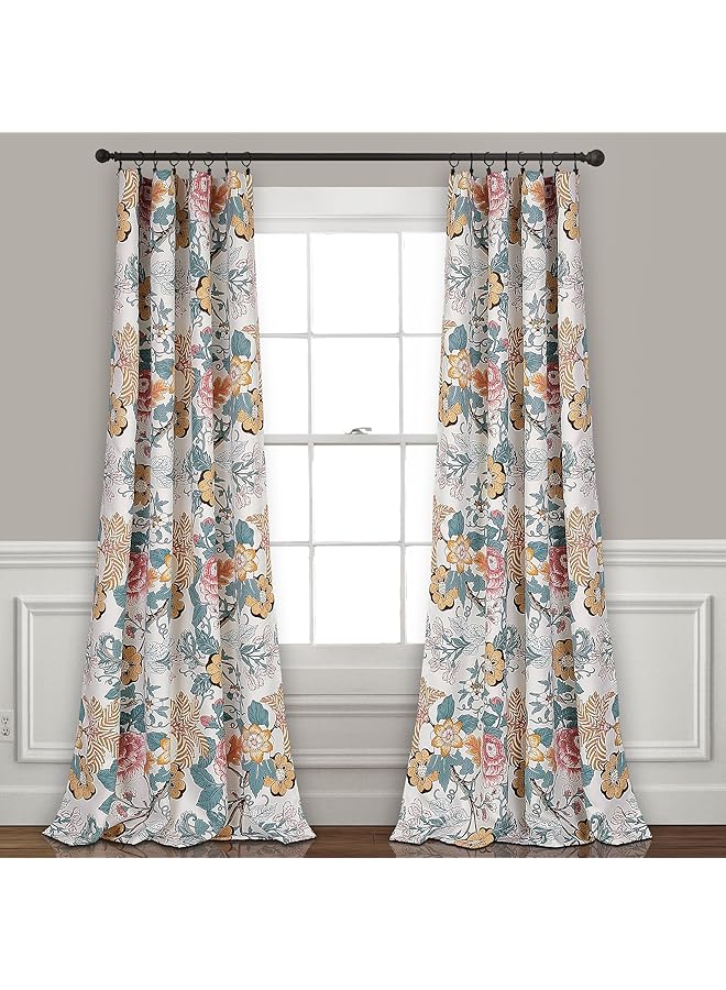 The Bros ستائر سيدني | مجموعة لوحات نوافذ مزهرة لتعتيم الغرفة لغرفة المعيشة، غرفة الطعام، غرفة النوم (زوج)، 84” × 52”، أزرق وأصفر، L، أزرق وأصفر - Image 1