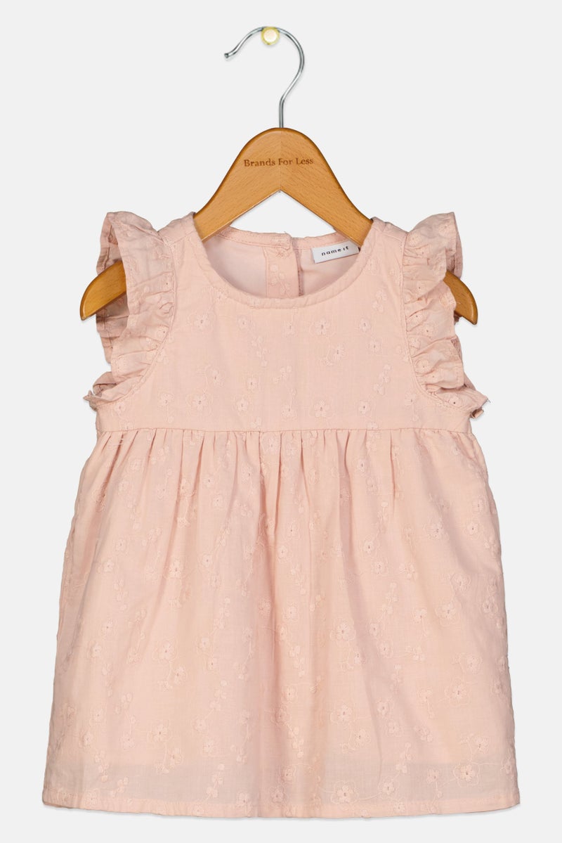 NAME IT Toddlers Girl Embroidered Dress, Light Pink - Image 1