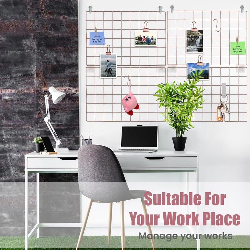 CIKLCIX Metal Grid Wall Panel Rose Gold, Wire Photo Display Organizer, 17.3"11.8" Wall Board, Picture Frame, 2-Pack Mesh Memo Board With Clips and Hooks All climate suitability - Image 2