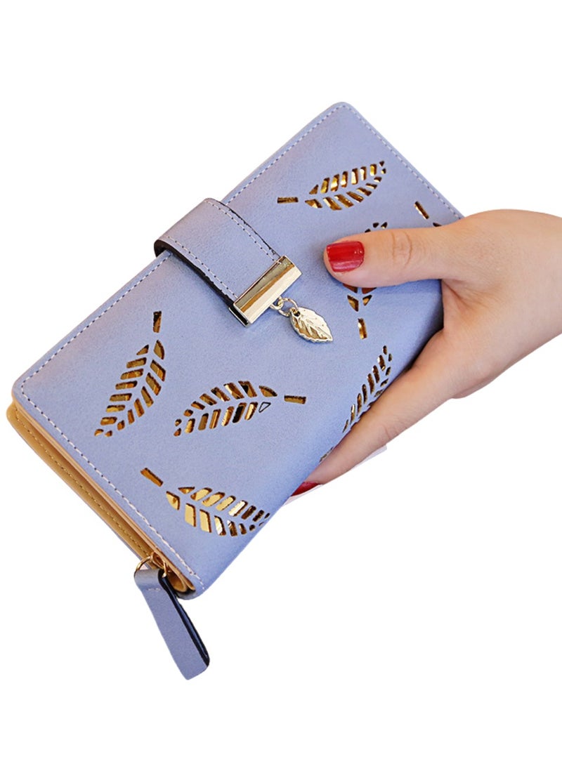 Baellery women wallet - leaves - Sky Blue - Image 1