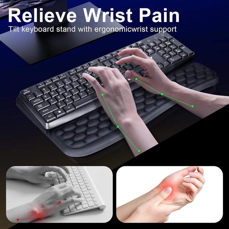 LBMT Ergonomic Keyboard Wrist Pad and Arm Rest for Desk - Comfy Tilted Riser Holder Pad (Black) - Image 3