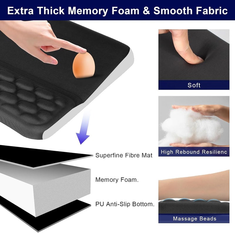 LBMT Ergonomic Keyboard Wrist Pad and Arm Rest for Desk - Comfy Tilted Riser Holder Pad (Black) - Image 4