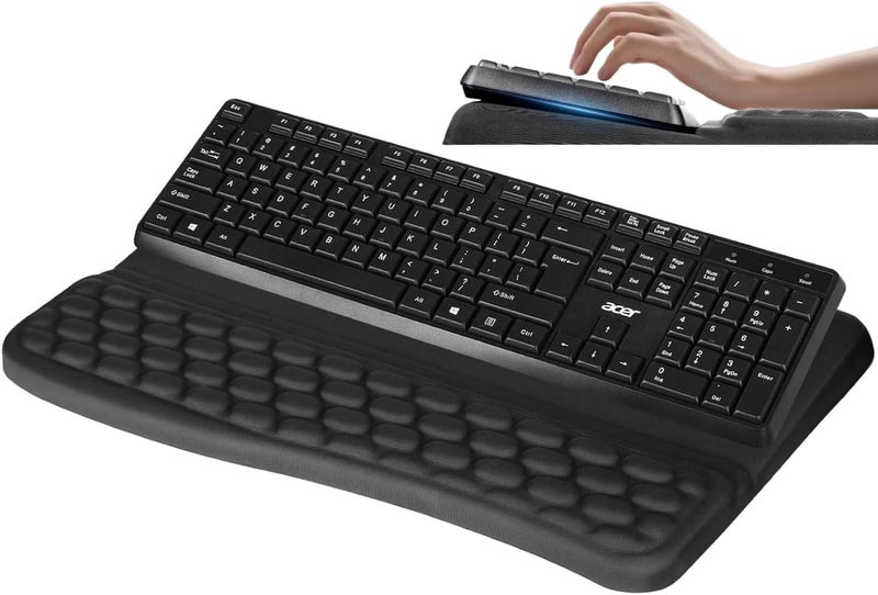 LBMT Ergonomic Keyboard Wrist Pad and Arm Rest for Desk - Comfy Tilted Riser Holder Pad (Black) - Image 1