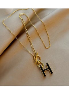 Black H Letter Stainless Steel Golden Pendant Necklace - pzsku/Z5B64167696283118E592Z/45/_/1733223559/ea6c1921-3a29-4a8a-b000-970cb8a78ba9