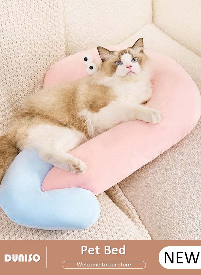 DUNISO وسادة عنق على شكل قطة جرو بعيون كبيرة زينة شكل جذاب لدعم الرقبة وسادة نوم للقطة أو الكلب الصغير - Image 1