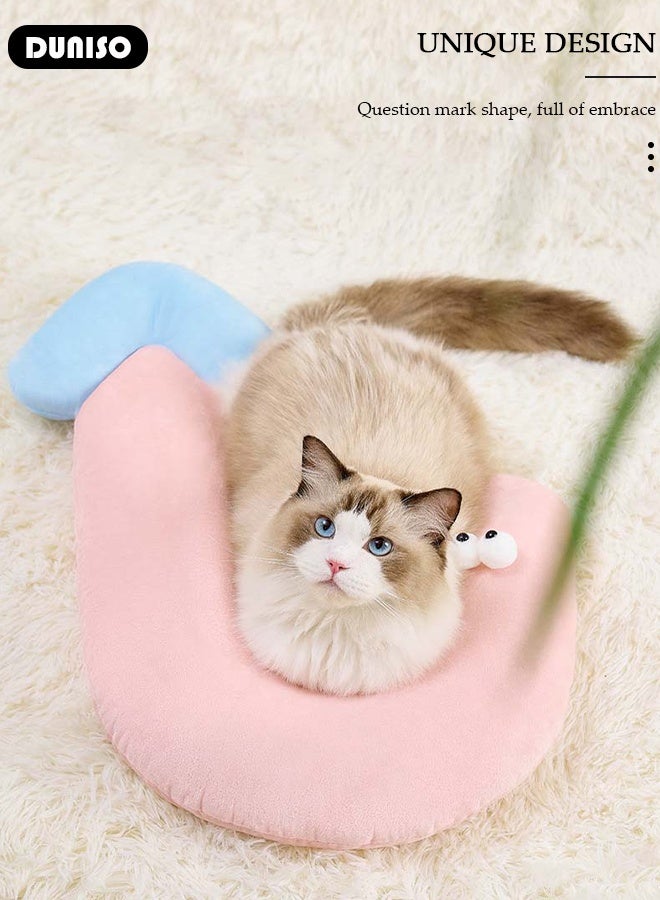 DUNISO وسادة عنق على شكل قطة جرو بعيون كبيرة زينة شكل جذاب لدعم الرقبة وسادة نوم للقطة أو الكلب الصغير - Image 2