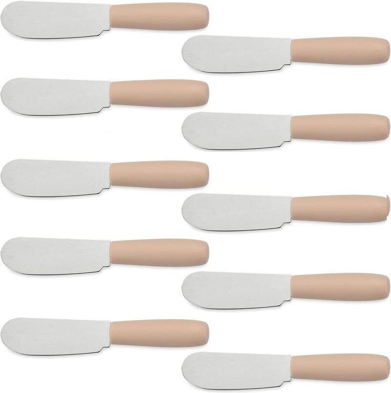Dadamong 10 Pieces Cheese Spreader Set, Multipurpose Stainless Steel Mini Butter Spreader Knives with Plastic Handle, Bread Sandwich Cream Cheese Condiment Knives, 4 Inches Small Size - Image 1
