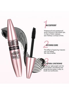 Yabaolian Volumizing Curling 3D Lash Mascara, Waterproof Long Lasting Lengthens Strengthens Mascara, Women Eye Makeup Cosplay Party Use (Black)  - Image 3