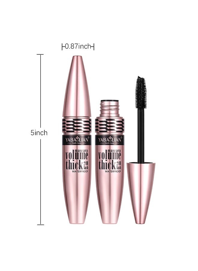 يابوليان تصغير حجم الماسكارا ثلاثي الأبعاد، مقاوم للماء إطالة طويلة طويلة الأمد تقوي الماسكارا، مكياج أعين النساء استخدام حفلات اللعب (أسود) - Image 2
