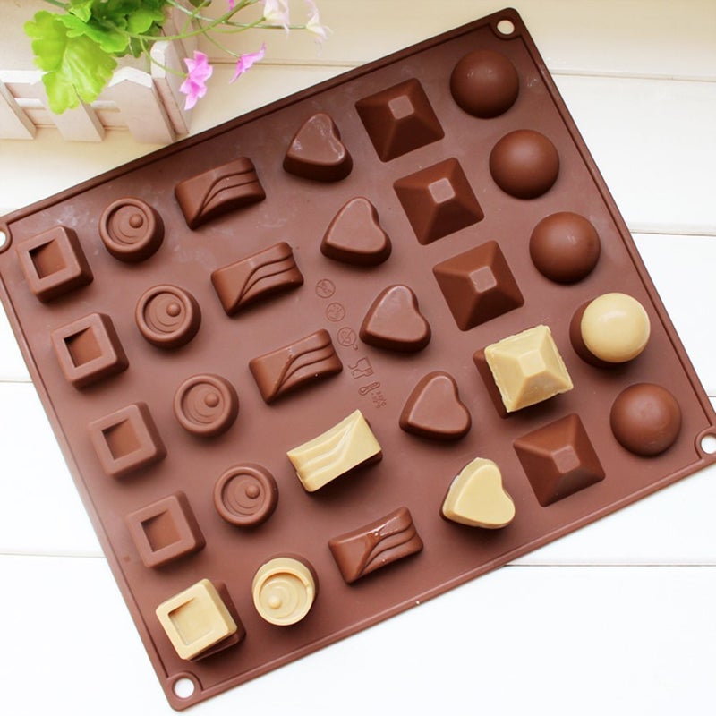 Inditradition Silicone 6 Designs Chocolate Candy and Ice Mould, 30 Slots, Brown, Standard Size - 1 Piece - Image 2