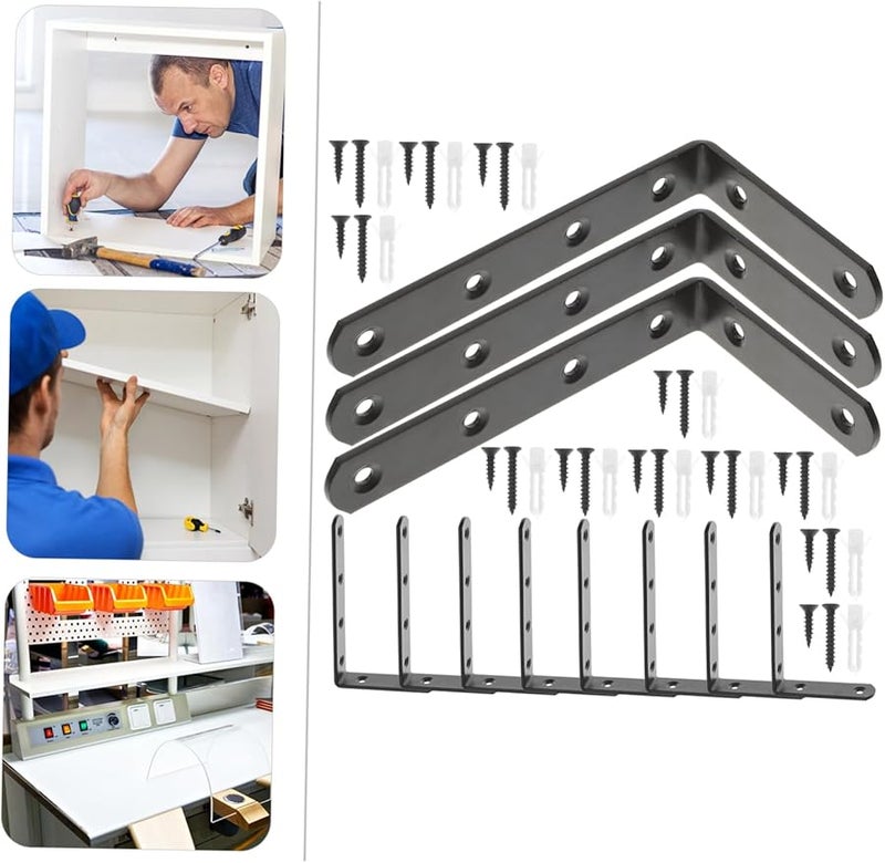 Jojofuny 10pcs Heavy Duty L Shaped Shelf Brackets For Storage Racks Bookshelves Furniture Reinforcement - Image 3