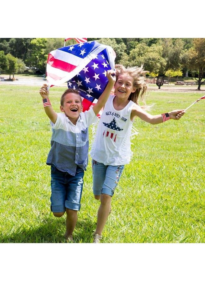 ArtCreativity - American Flag Wrist Sweatbands Set Of 2 Usa Flag 4Th Of July Party Favors Red White And Blue Wristbands Patriotic Costume Accessories For Veterans Memorial And Independence Day - Image 1