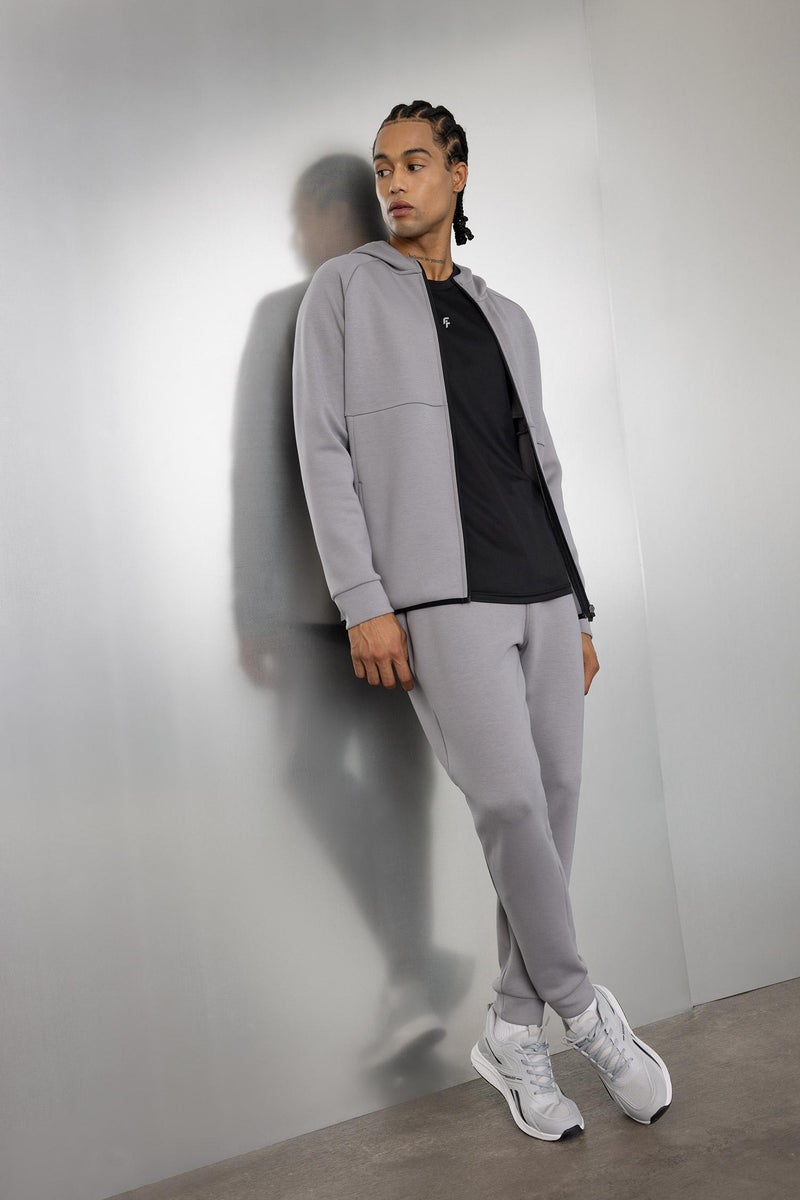 DeFacto Grey Man DeFactoFit Slim Fit Zippered Scuba Fabric Cardigan Casual - Image 2