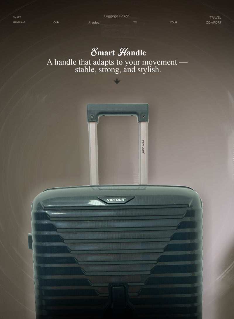 VIPTOUR Durable PP Luggage Set with Telescopic Handle, 4 Double Spinner Wheels & Secure Zipper Closure - Image 3