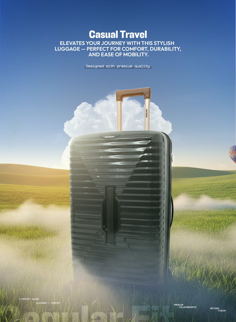 VIPTOUR Durable PP Luggage Set with Telescopic Handle, 4 Double Spinner Wheels & Secure Zipper Closure - Image 2