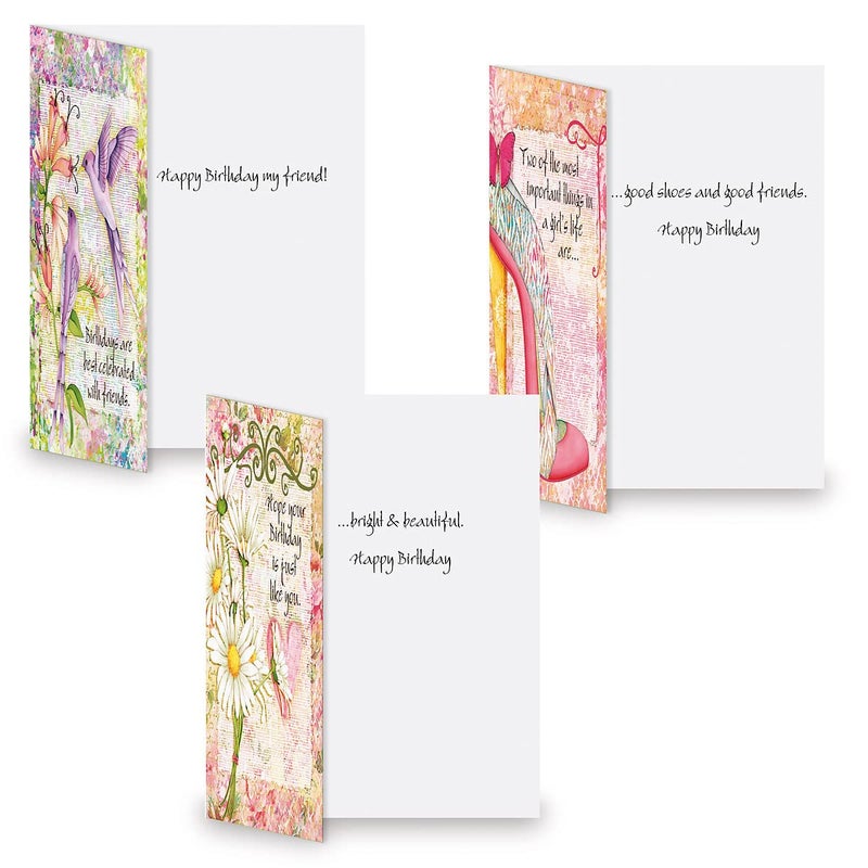 Current Joy Hall Dream On Happy Birthday Greeting Card Set - Value Pack of 20 Cards With White Envelopes, 10 Designs, Large 5" x 7" Assortment - Image 3