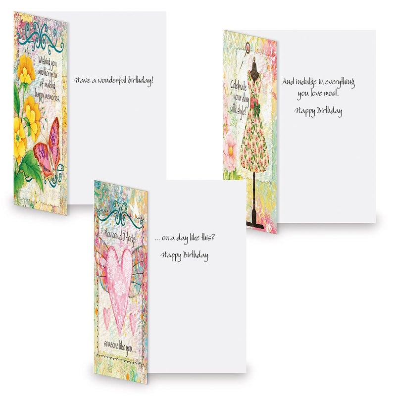 Current Joy Hall Dream On Happy Birthday Greeting Card Set - Value Pack of 20 Cards With White Envelopes, 10 Designs, Large 5" x 7" Assortment - Image 4