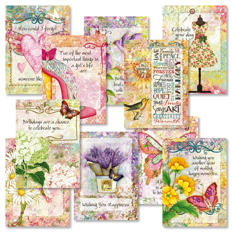 Current Joy Hall Dream On Happy Birthday Greeting Card Set - Value Pack of 20 Cards With White Envelopes, 10 Designs, Large 5" x 7" Assortment - Image 1
