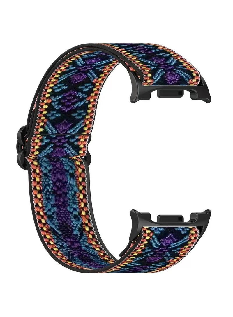 DKNG Samsung Galaxy Watch 8 classic stretch nylon strap, Samsung Galaxy Watch 8 classic stretch canvas strap adapts to both men and women ethnic blue-purple. - Image 3