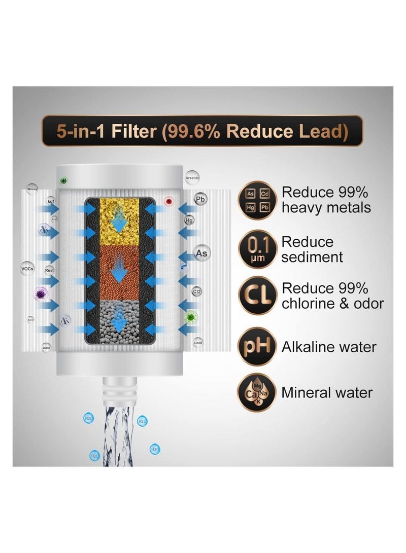 واي آند دي Faucet Water Filter, Stainless Steel Tap Filter with Ultrafiltration Membrane Reduce Chlorine Heavy Metals and Bad Taste, 0.1µm Remineralize 5-in-1 Function for kitchen  - Image 3