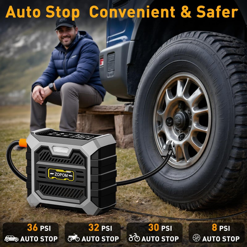 ZOPOM Tire Inflator Portable Air Compressor DC 12V Air Compressor Portable with Digital Pressure Gauge Air Pump for Car Tires - Car Accessories Bike, Motor - Image 3