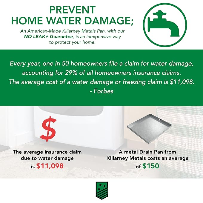 Ice Maker Drain Pan  24" x 15" x 2"  Stainless Steel | Water Damage Prevention | No Leak | Made in The USA | Welded Water Tight | - Image 3
