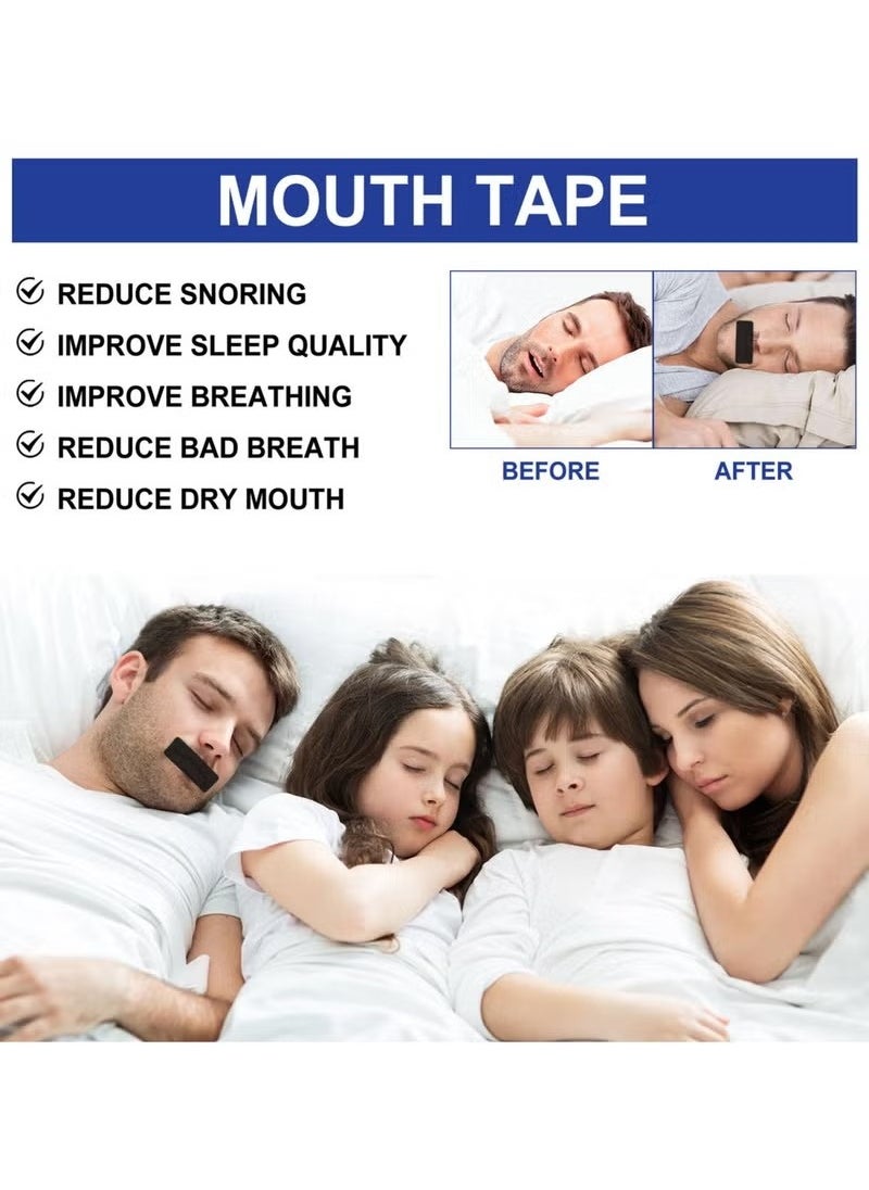 West&Month - 30 PCS Mouth Tape, Sleep Strips for Sleeping, Better Nose Breathing, Snoring Relief, Reduce Dry Mouth, Gentle Nose Breathing, Training Sleep Strips, Hypoallergic Sticker (Black) - Image 1