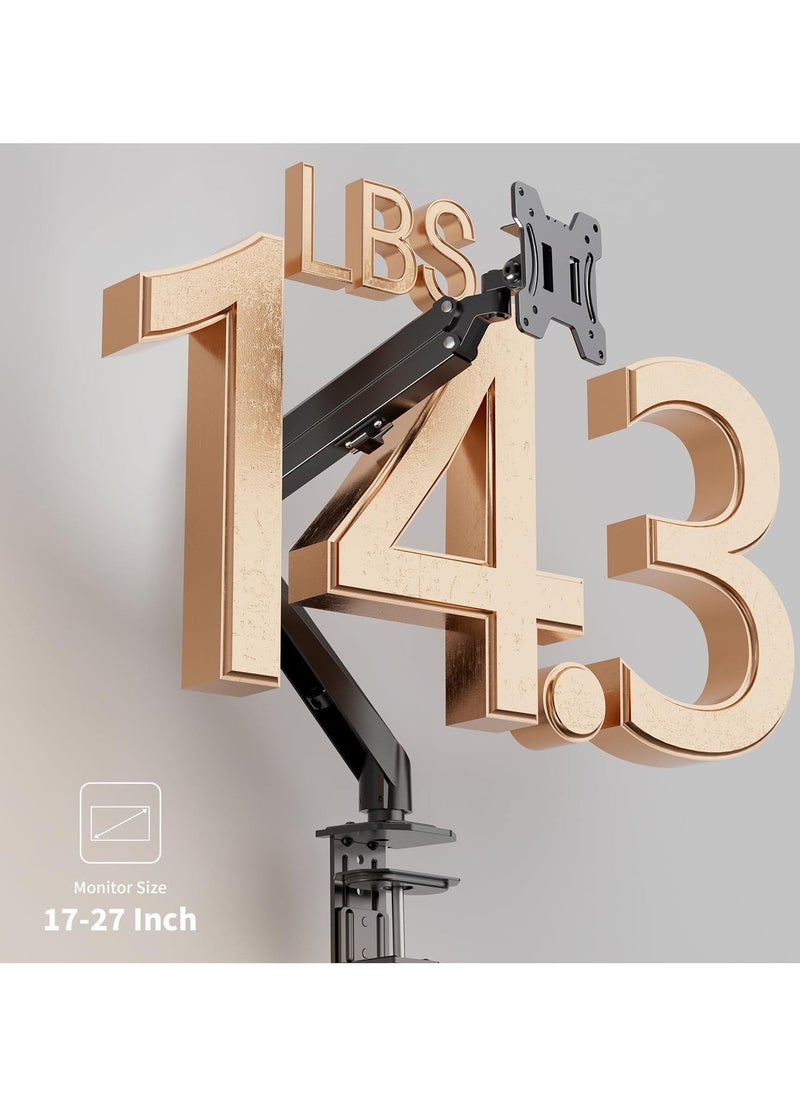 JAJEEK Single Monitor Mount – Gas Spring Monitor Arm with Full Motion, Adjustable Mount, VESA Bracket, Fits 17 to 27 Inch Monitors, Holds up to 14.3 lbs – Ergonomic Desk Mount for Home & Office - Image 5