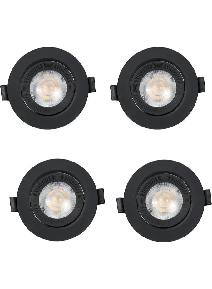 Lynacz Original Recessed LED Spot Lights, 7W Adjustable Tilt Twist Downlights, Ultra Slim, Non Dimmable 220-240V, for Kitchen, Bedroom, Living Room, 2-Year Warranty (4 Pack Black Body 3000k Warm white) - Image 1