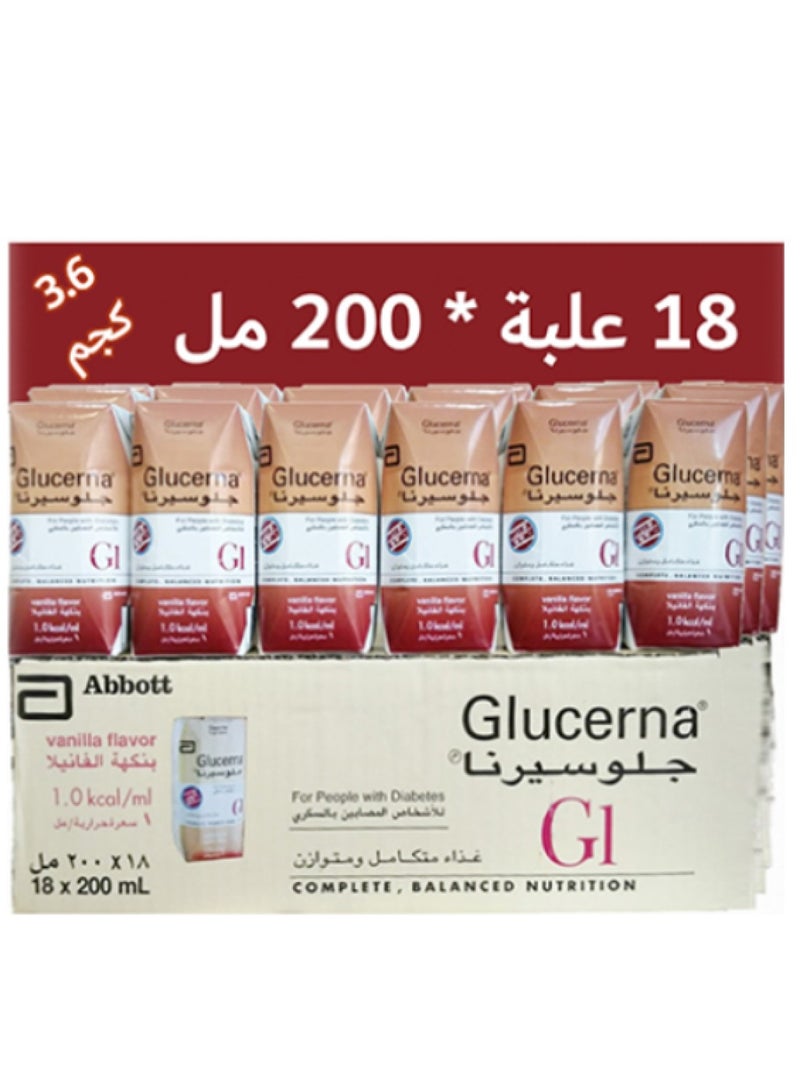 Glucerna Glucerna Glycemic Generation 1 – Low Glycemic Index Nutritional Supplement for Diabetics – Carton Pack 18 × 200ml - Image 1