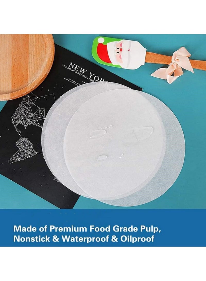 100Pcs Round Parchment Paper Baking Sheets Non Stick Greaseproof Cake Tin Liners Heat Safe Up to Degrees or Fahrenheit 230 Degrees Celsius Food Grade Pulp Reusable Waterproof Oilproof Tear Resistant 25cm - Image 2