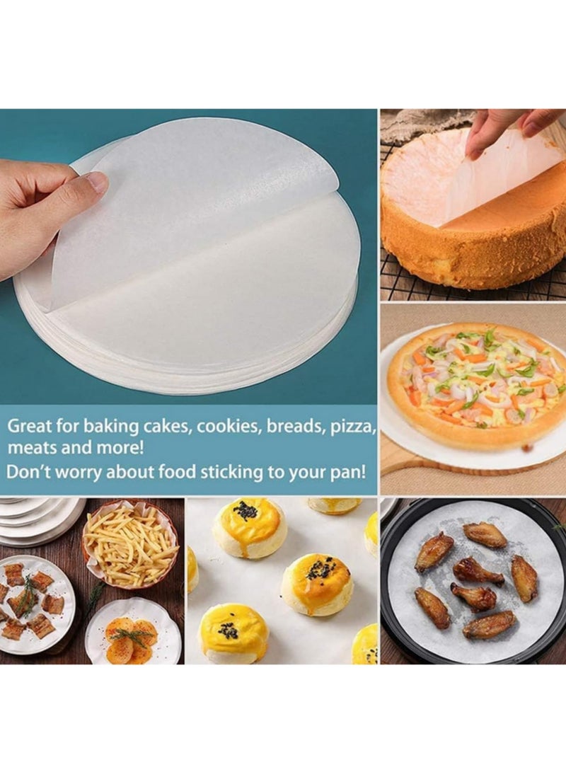 100Pcs Round Parchment Paper Baking Sheets Non Stick Greaseproof Cake Tin Liners Heat Safe Up to Degrees or Fahrenheit 230 Degrees Celsius Food Grade Pulp Reusable Waterproof Oilproof Tear Resistant 25cm - Image 3