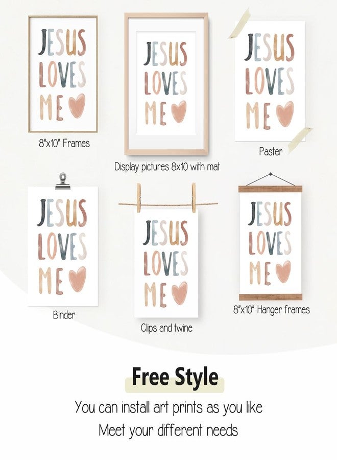 PLKMN Jesus Loves Me Wall Art Prints,Child of God,Inspirational Bible Verses Boho Sun Decor for Nursery Baby Kids Bedroom,Gifts for Kids 10x8 Inch Set of 4 Unframed - Image 3